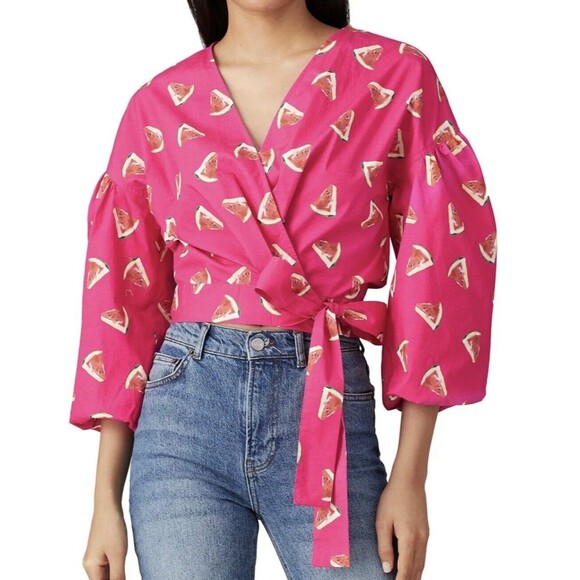 COLOR ME COURTNEY Emily Melon Wrap Top SIZE MEDIUM - Picture 2 of 11